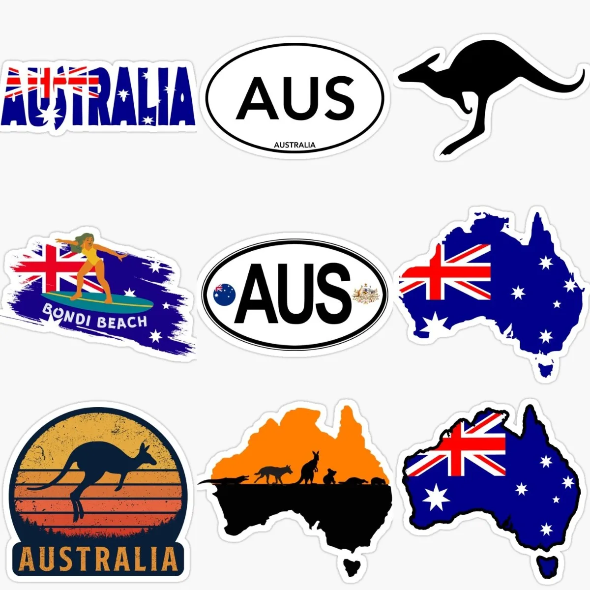 Car Accessories Australia - Stiker PVC Kanguru Lambang Peta Bendera